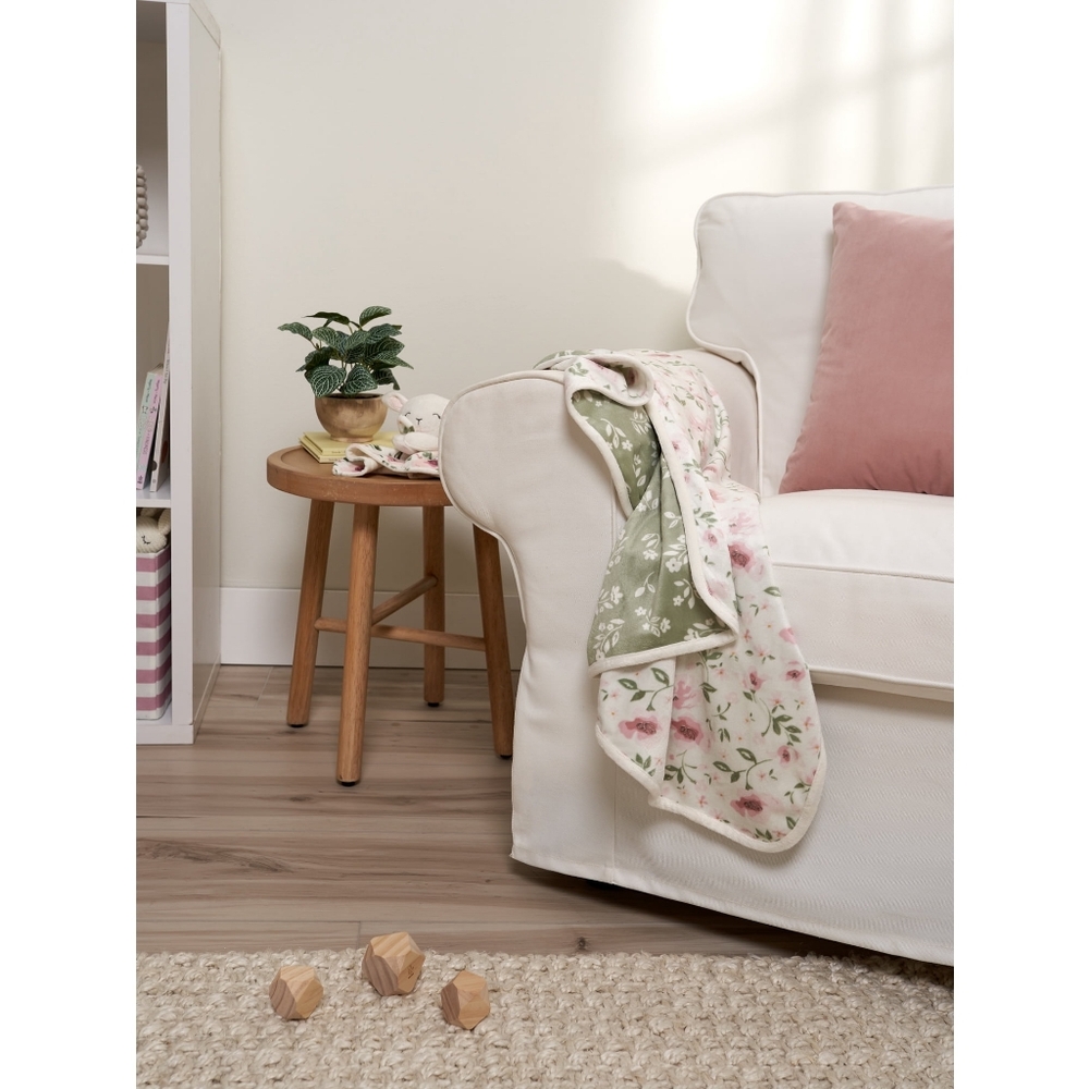 Modern Moments By Gerber Baby Girl Toddler Floral Ivory Blanket 30 in by 40 in